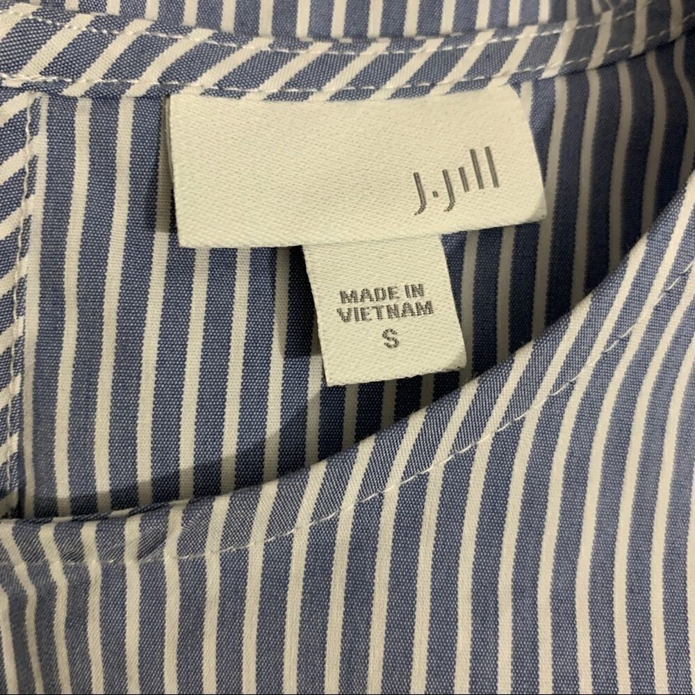 J. Jill Blue & White Striped Tie Front Shirt - S - Picture 11 of 13